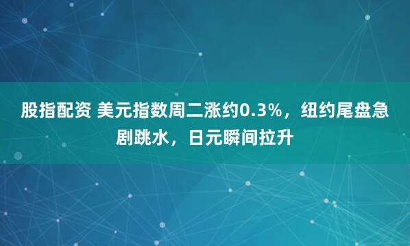 股指配资 美元指数周二涨约0.3%，纽约尾盘急剧跳水，日元瞬间拉升