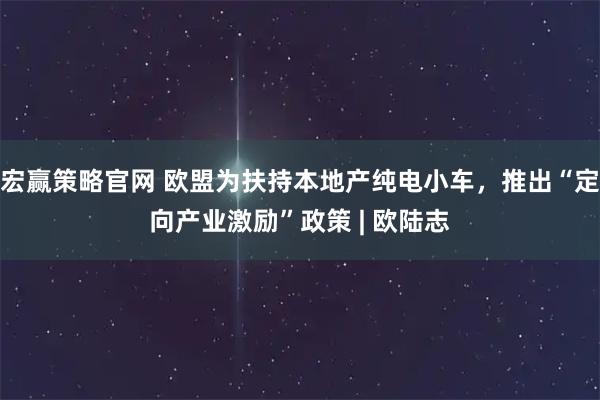 宏赢策略官网 欧盟为扶持本地产纯电小车，推出“定向产业激励”政策 | 欧陆志