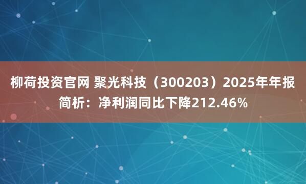 柳荷投资官网 聚光科技（300203）2025年年报简析：净利润同比下降212.46%